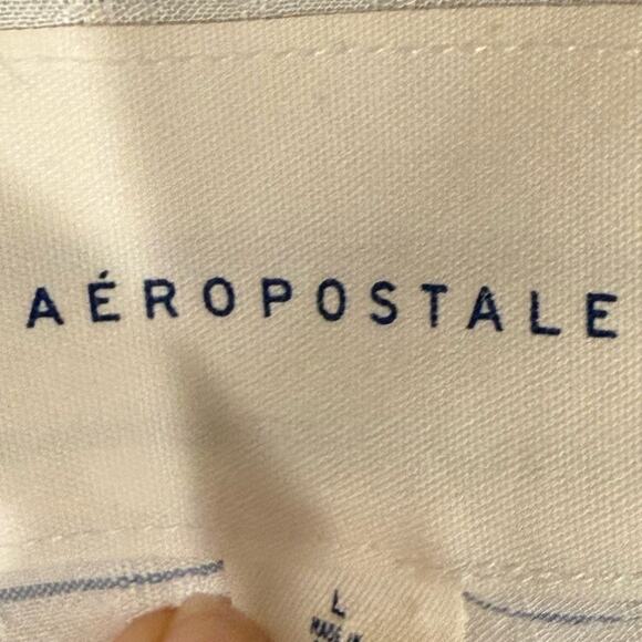 Aeropostale Long Sleeve Blue Striped Cropped Button Down Size Large - Picture 4 of 6